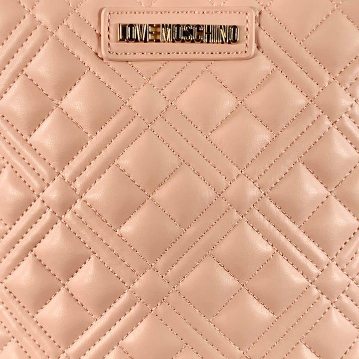 MOSCHINO Pink Quilted Leather Chain Crossbody Handbag