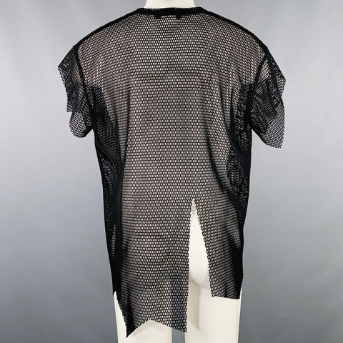 COMME des GARCONS Size M Black Mesh Polyester Crew Neck T-shirt