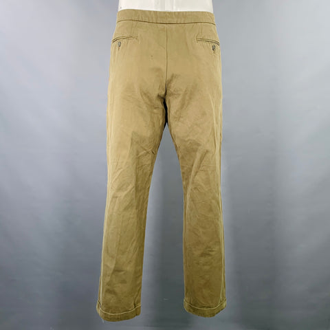 PALM ANGELS Taille 38 Pantalon Casual Chino en Coton à Rayures Vert et Doré