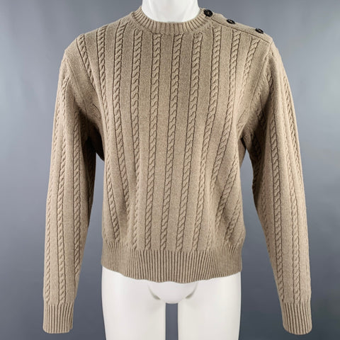 THERE WAS ONE Size M Brown Taupe Cable Wool Sweater