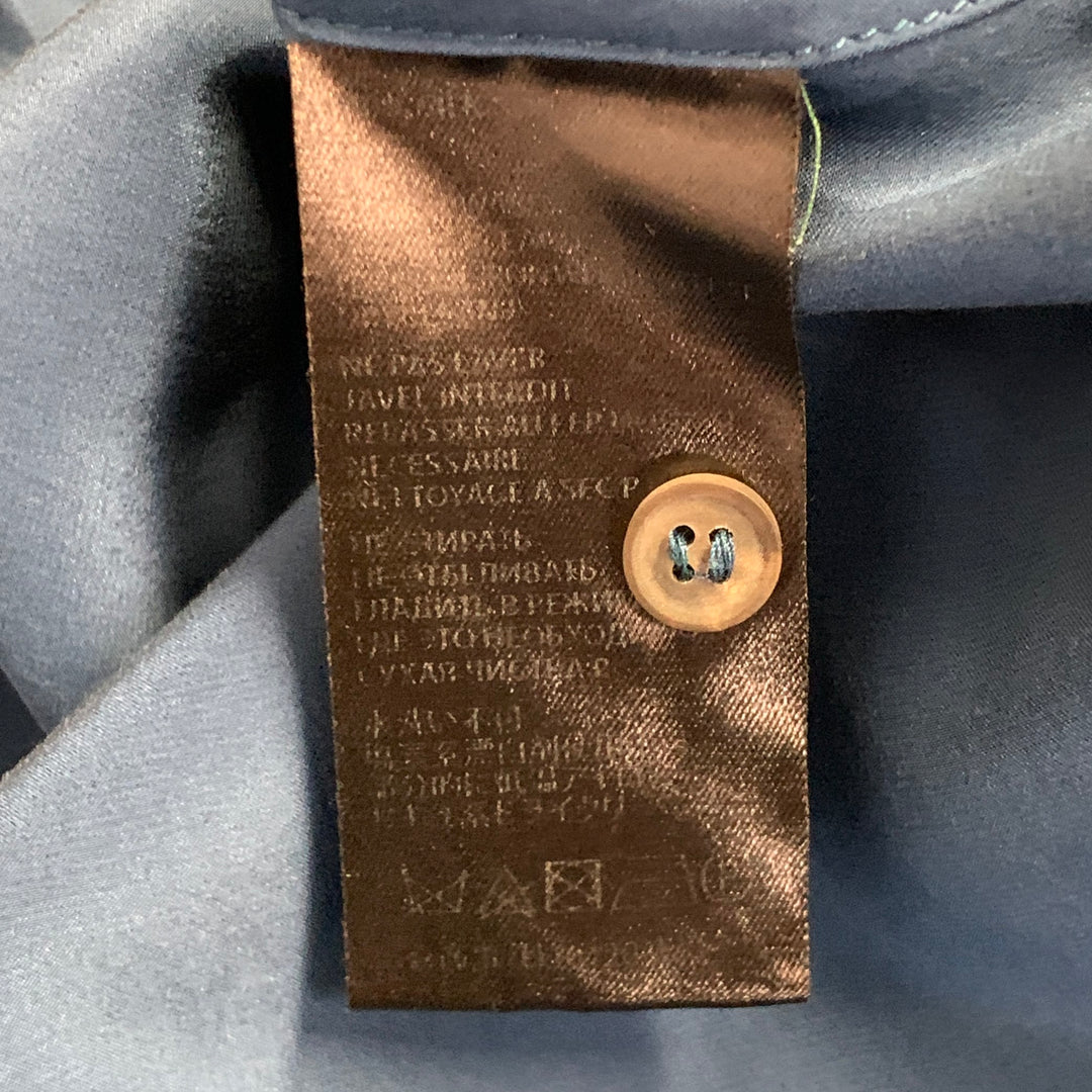 HAIDER ACKERMANN Size S Teal Silk Satin Nehru Collar Hidden Buttons Shirt