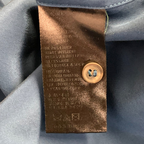 HAIDER ACKERMANN Size S Teal Silk Satin Nehru Collar Hidden Buttons Shirt