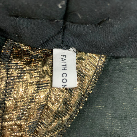 FAITH CONNEXION Size 2 Gold Black Polyester Blend Jacquard Tapered Dress Pants