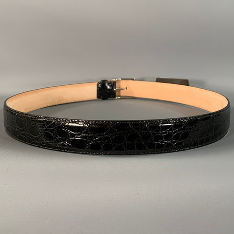 TRAFALGAR Size 40 Balck Crocodile Leather Belt