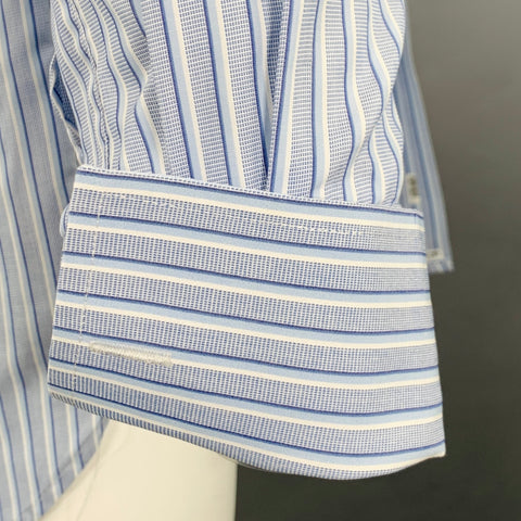 BURBERRY LONDON Size M Blue White Stripe Cotton French Cuff Long Sleeve Shirt