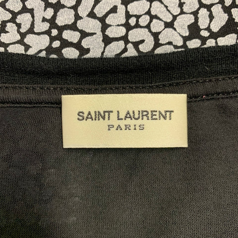 SAINT LAURENT Size S Black Grey Marbled Short Sleeve T-shirt