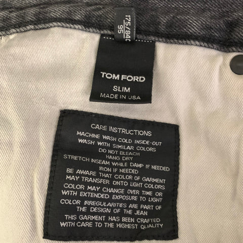 TOM FORD Size 32 Grey Black Wash Selvedge Denim Button Fly Jeans
