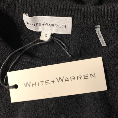 WHITE + WARREN Size S Black Cashmere Blend Knit Pullover Womens