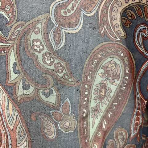 NAHMIAS Size M Grey Brown Paisley Silk Button Up Long Sleeve Shirt