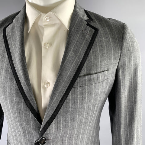 BAND OF OUTSIDERS Size 36 Grey Black Pinstripe Wool Sport Coat