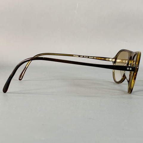 OLIVER PEOPLES Emet Brown Tortoiseshell Acetate Teardrop Sunglasses