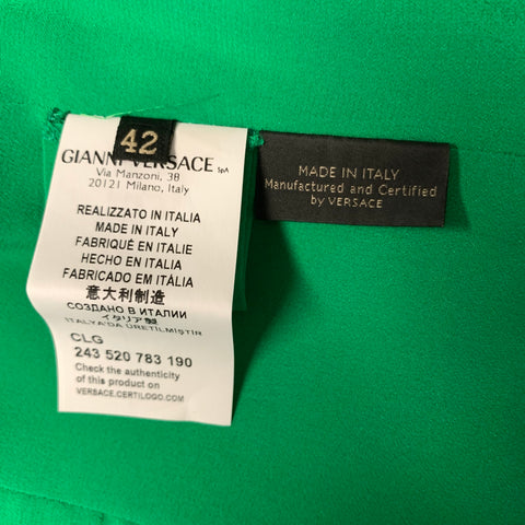 VERSACE FW2015 Size 6 Green Black Viscose Blend Color Block Long Sleeve Dress