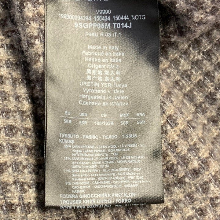 GIORGIO ARMANI Size 40 Grey Black Grid Virgin Wool Blend Pleated Drawstring Casual Pants