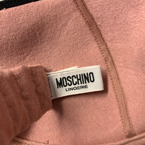 MOSCHINO Size L Pink Black Nylon Blend Mesh Bralette Lingerie