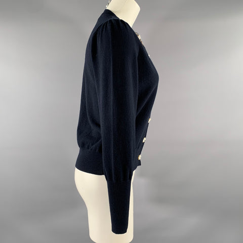 Cardigan ERDEM taille S en cachemire et laine marine et blanc