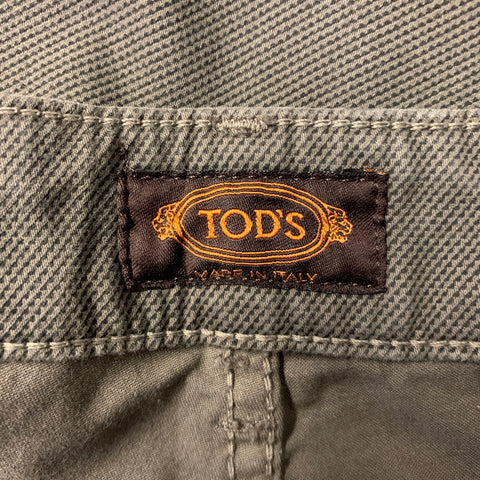 TOD'S Size 36 Grey Cotton Blend Button Fly Casual Pants