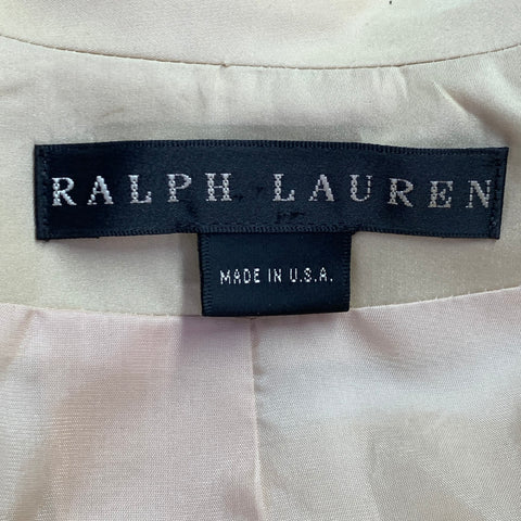 RALPH LAUREN Size 6 Beige Acetate Silk Notch Lapel Jacket Blazer