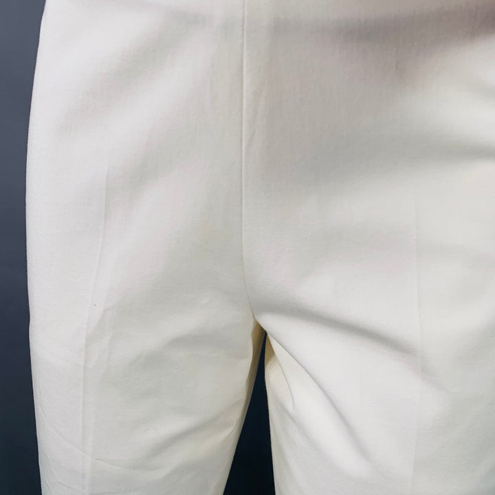RIVAMONTI Size 4 White Cotton Blend Narrow Leg Dress Pants