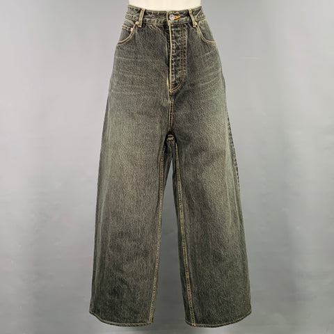 BALENCIAGA Size XS Indigo Cotton Wide Leg Jeans