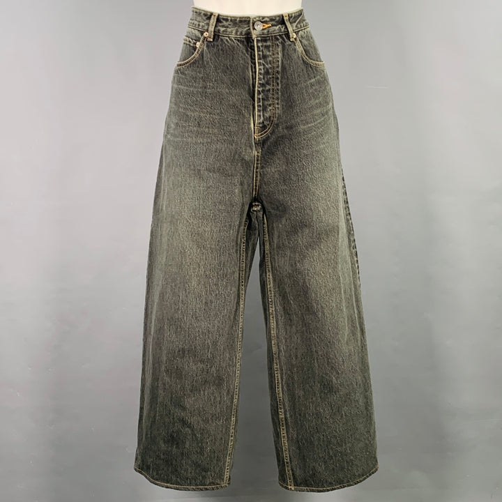 BALENCIAGA Size XS Indigo Cotton Wide Leg Jeans