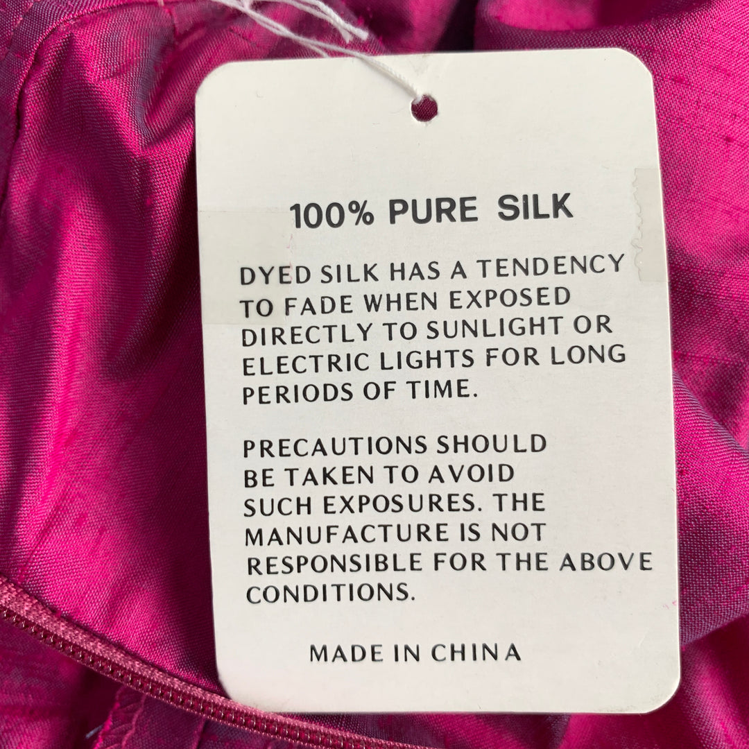 SAKS FIFTH AVENUE Size 12 Pink Fuchsia Silk Shantung Dress Pants