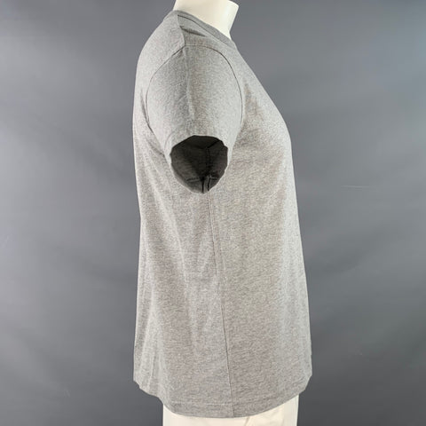 COMME des GARCONS PLAY Size XL Grey Black Hearts Cotton Crew Neck T-shirt