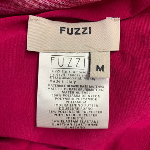 FUZZI Size M Pink Fuchsia Nylon Ruched Strapless Jumpsuit