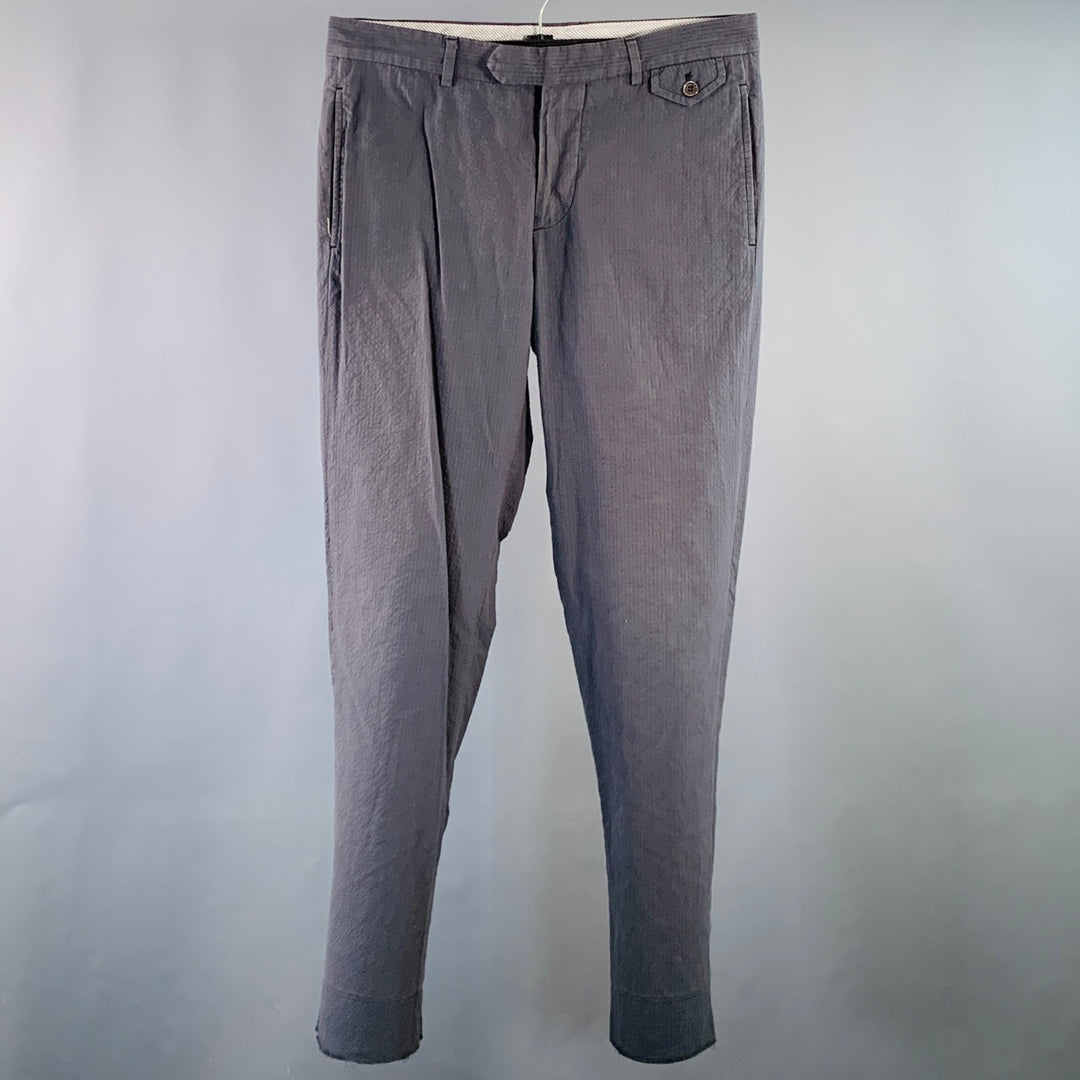 MICHAEL BASTIAN Size 32 Grey Seersucker Cotton Tapered Casual Pants