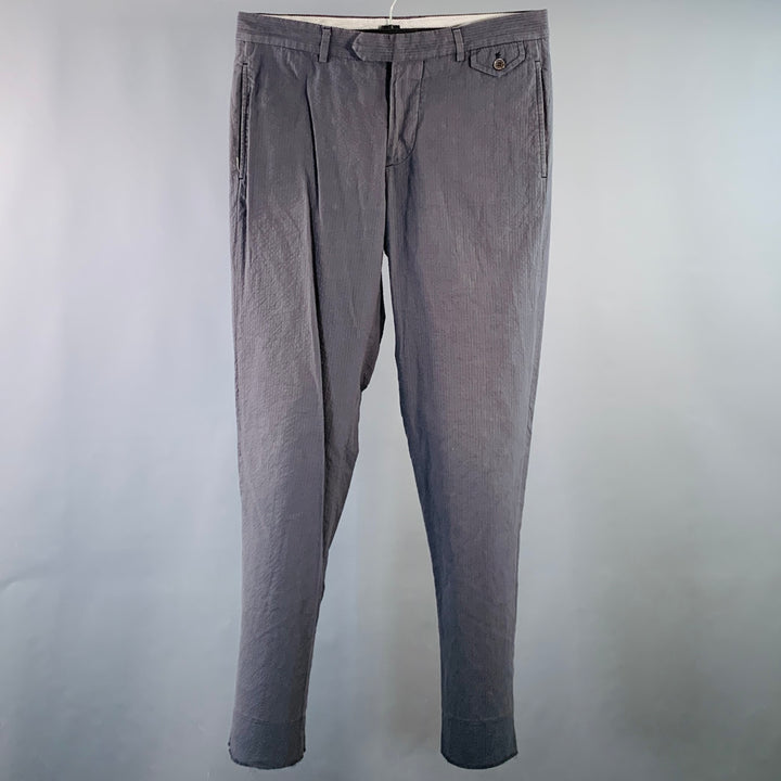 MICHAEL BASTIAN Size 32 Grey Seersucker Cotton Tapered Casual Pants