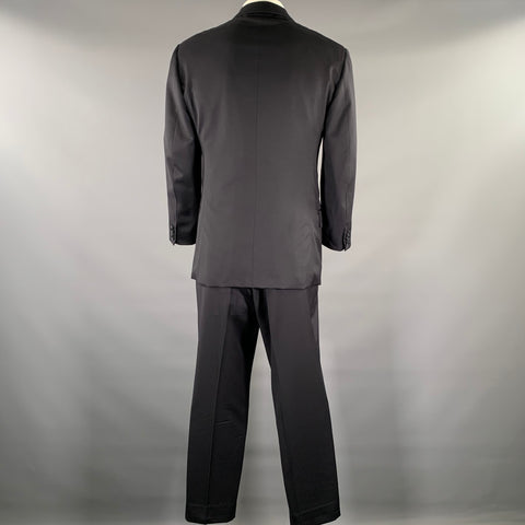 ISAIA Chest Size 42 Black Wool Notch Lapel Suit