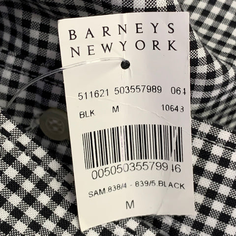 BARNEY'S NEW YORK Size M Black White Checkered Cotton Long Sleeve Shirt