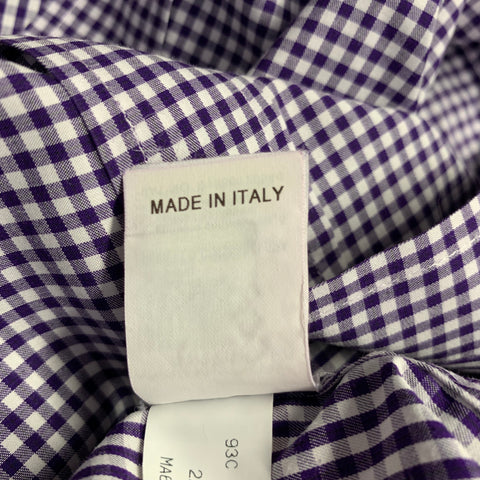 BRUNELLO CUCINELLI Size S Purple White Gingham Cotton Long Sleeve Shirt