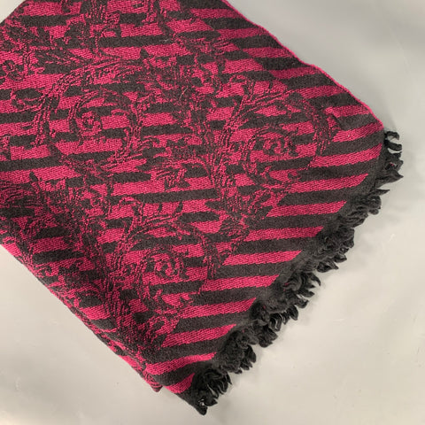 VERSACE Fuschia Black Wool Knit Scarves