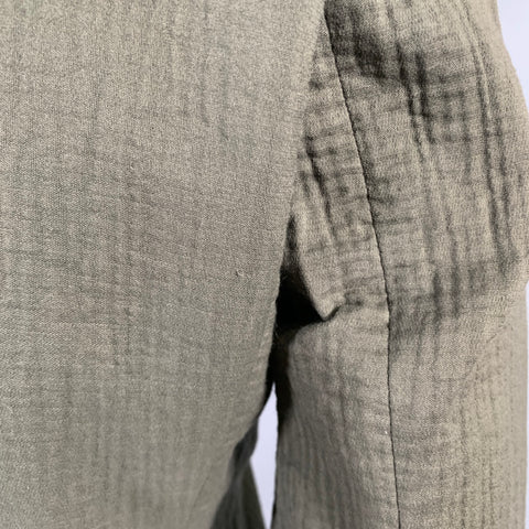 ISSEY MIYAKE Taille L Veste en Coton Texturé Non Doublée Vert Olive