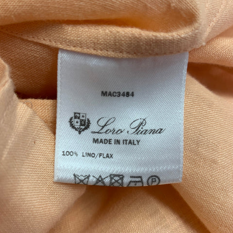 LORO PIANA Size M Orange Linen One Pocket Long Sleeve Shirt