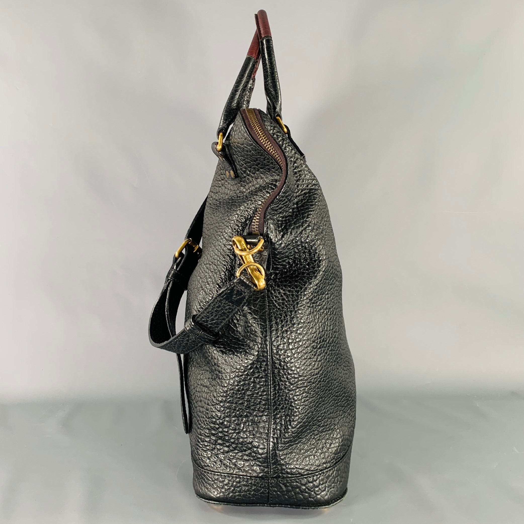 BURBERRY PRORSUM 2014 -St Ives- Black Burgundy Color Block Leather