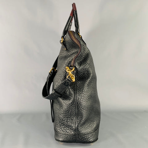 BURBERRY PRORSUM 2014 -St Ives-  Black Burgundy Color Block Leather Bag