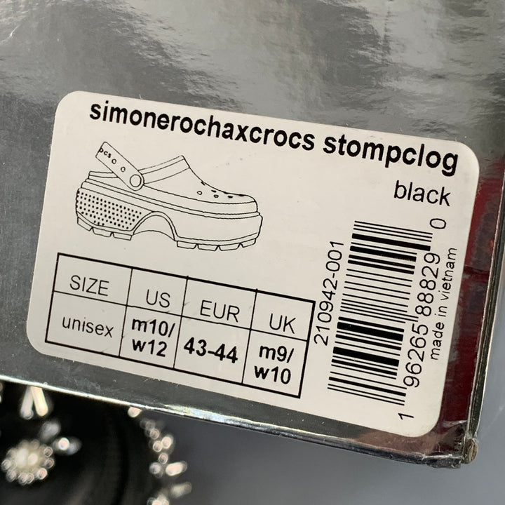 SIMONE ROCHA Size 10 Black Studded Embellishment Rubber Slip On Clogs Loafers