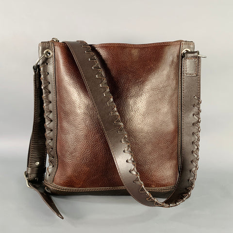 JOHN VARVATOS Brown Leather Crossbody Messenger Bag