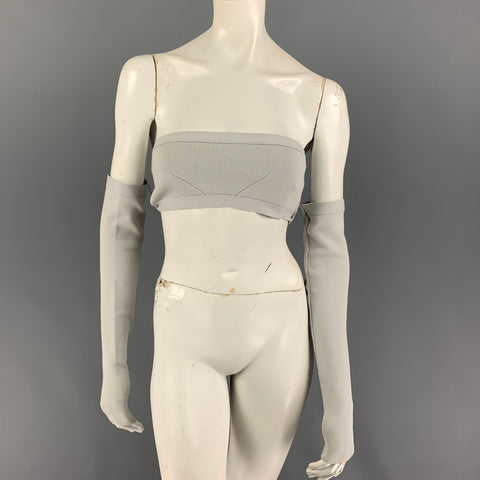 ZEYNEP ARCAY Size 2 Grey Viscose Polyester Convertible Off The Shoulder Top