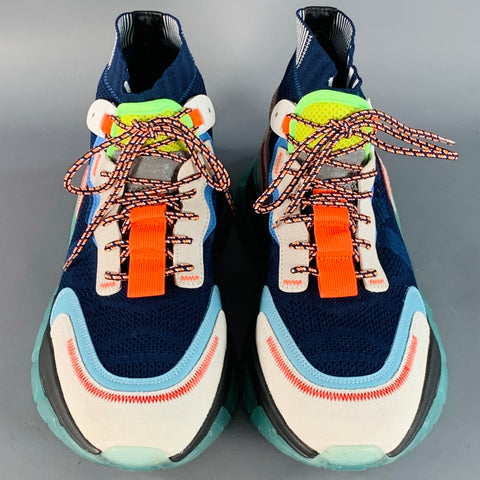 MONCLER Size 10 Multi Color Nylon Mesh High Top Sneakers