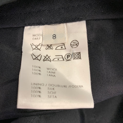 CALVIN KLEIN COLLECTION Size 8 Black Wool Wide Leg Dress Pants