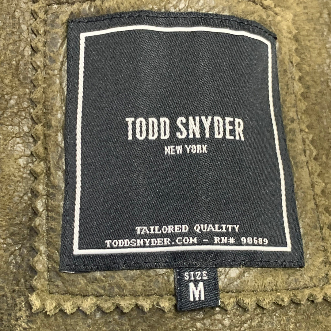 TODD SNYDER Size M Olive Green Lambskin Shearling Bomber Jacket