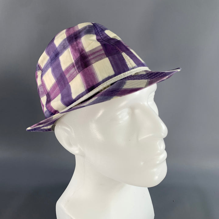 PAUL SMITH Size L Purple White Gingham Cotton Hats