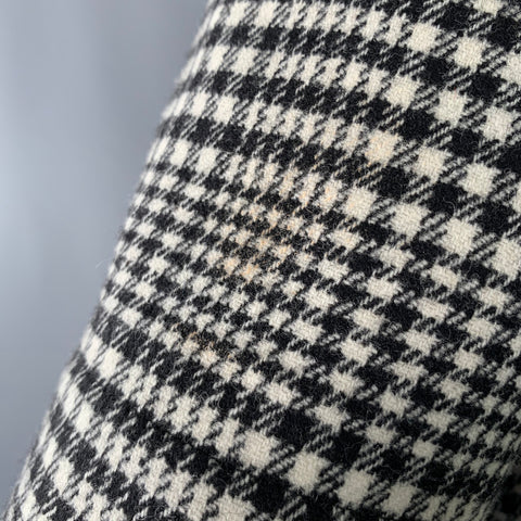LANVIN Size 4 Black White Wool Blend Houndstooth Short Sleeve Dress