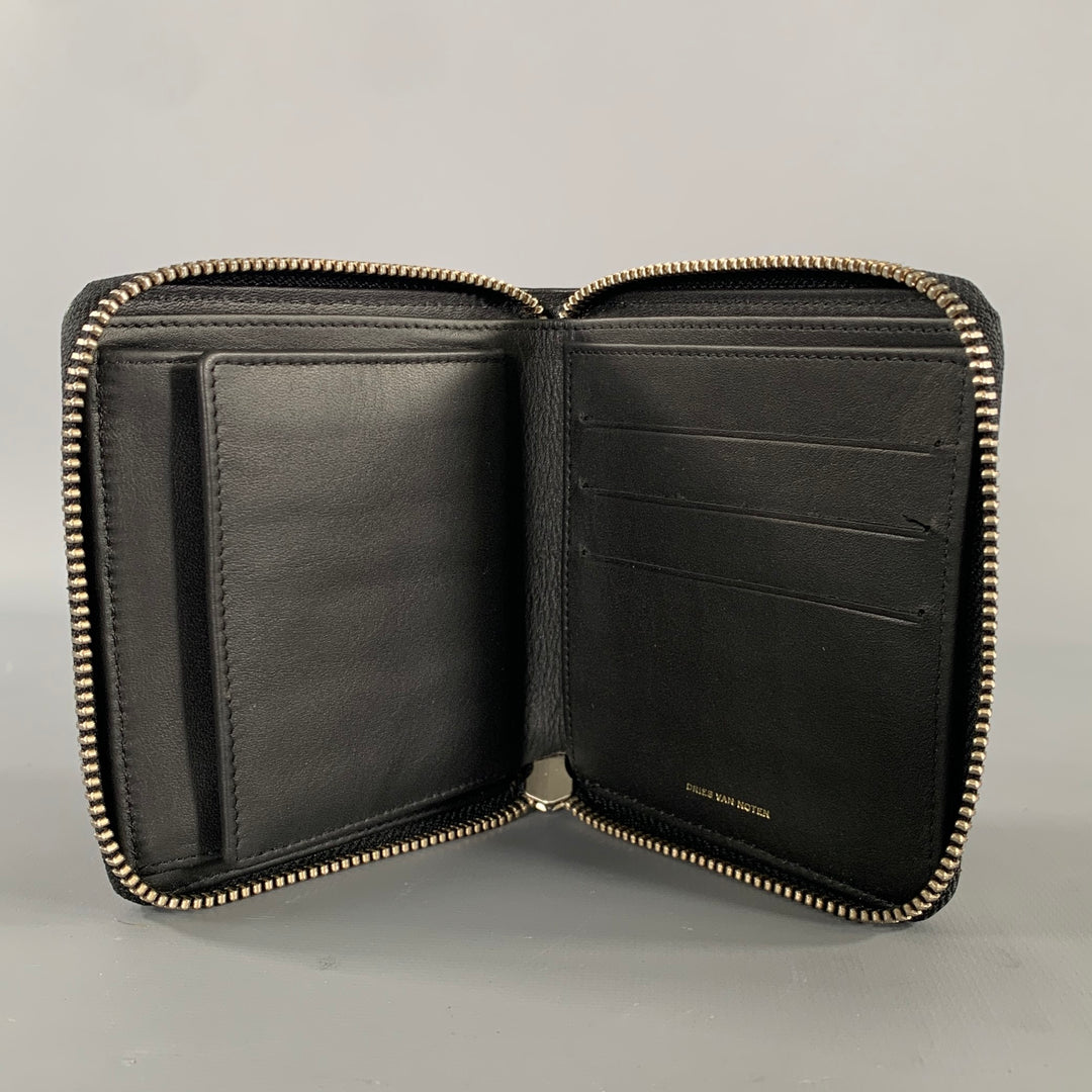 DRIES VAN NOTEN Olive Black Textured Pony Hair Leather Wallet