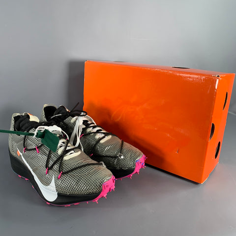 OFF-WHITE Size 13.5 Vapor Street Black Pink Color Block Lace-Up Sneakers