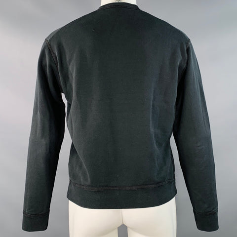 DSQUARED2 Size M Black White Logo Cotton Crew Neck Sweatshirt