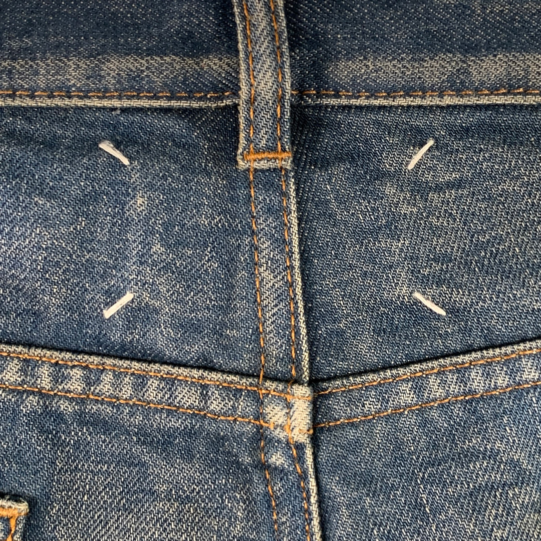 MAISON MARGIELA Size 36 Blue Washed Cotton Denim Twill Tapered Zip Fly Jeans