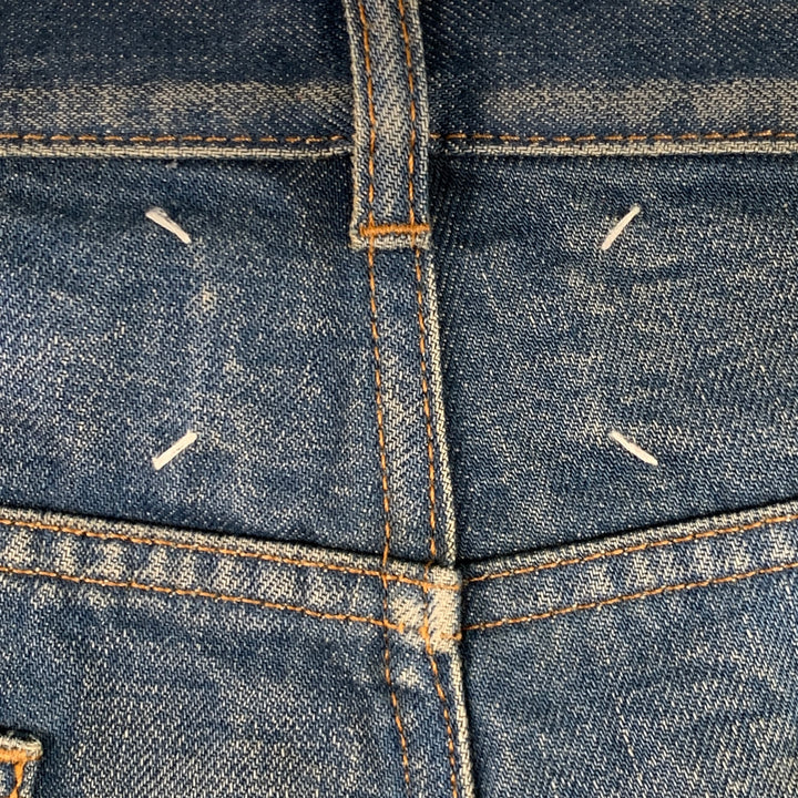 MAISON MARGIELA Size 36 Blue Washed Cotton Denim Twill Tapered Zip Fly Jeans